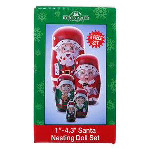 Kurt adler santa mrs claus and elves wood nesting doll set with red king nutcracker design perfect for holiday decor