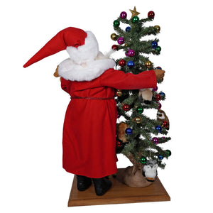 Santa On Base With Decorated Tree - Christmas