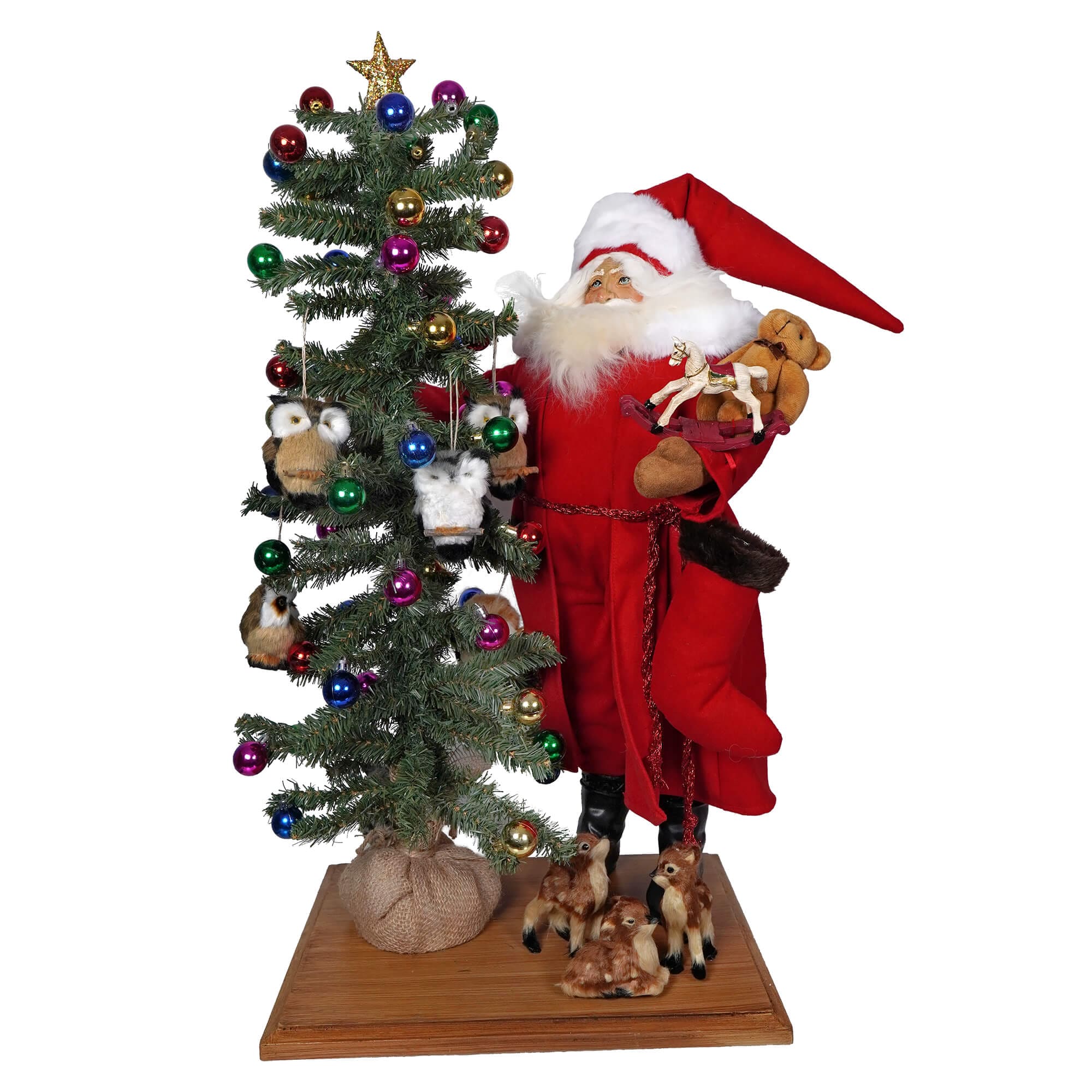 Santa On Base With Decorated Tree - Christmas