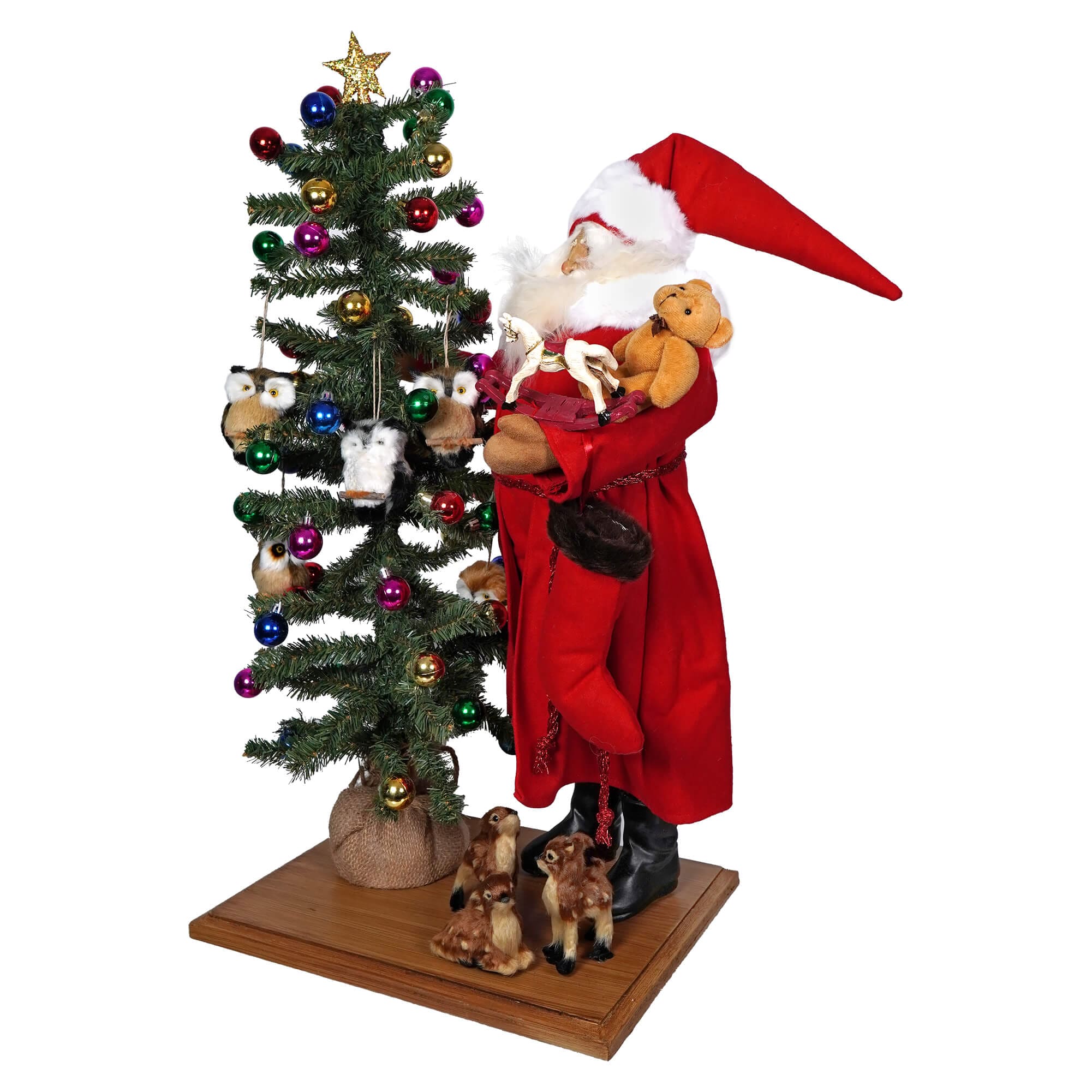 Santa On Base With Decorated Tree - Christmas