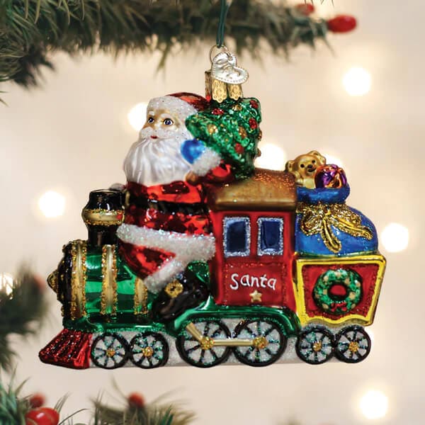 Santa On Locomotive Ornament - Ornaments