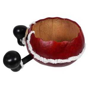 Large red santa pants candy dish gourd planter with black handles white faux fur trim by meadowbrooke gourds