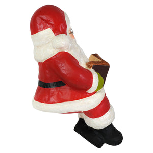 Red and white bethany lowe design santa shelf sitter figurine with black boots holding a book perfect for holiday decor