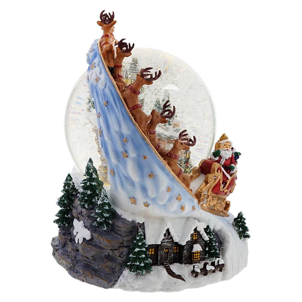 Lighted Musical Santa and Sled Water Globe