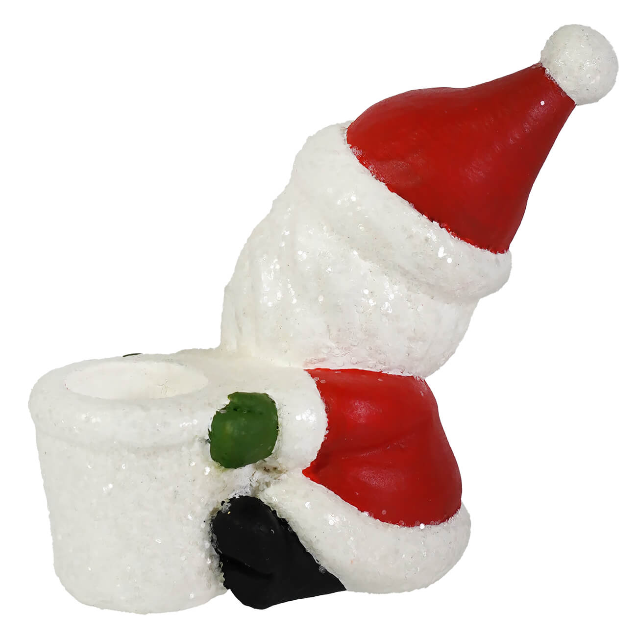 Festive red and white bethany lowe design santa taper candle holder with glittery texture perfect for christmas candles & candle holders