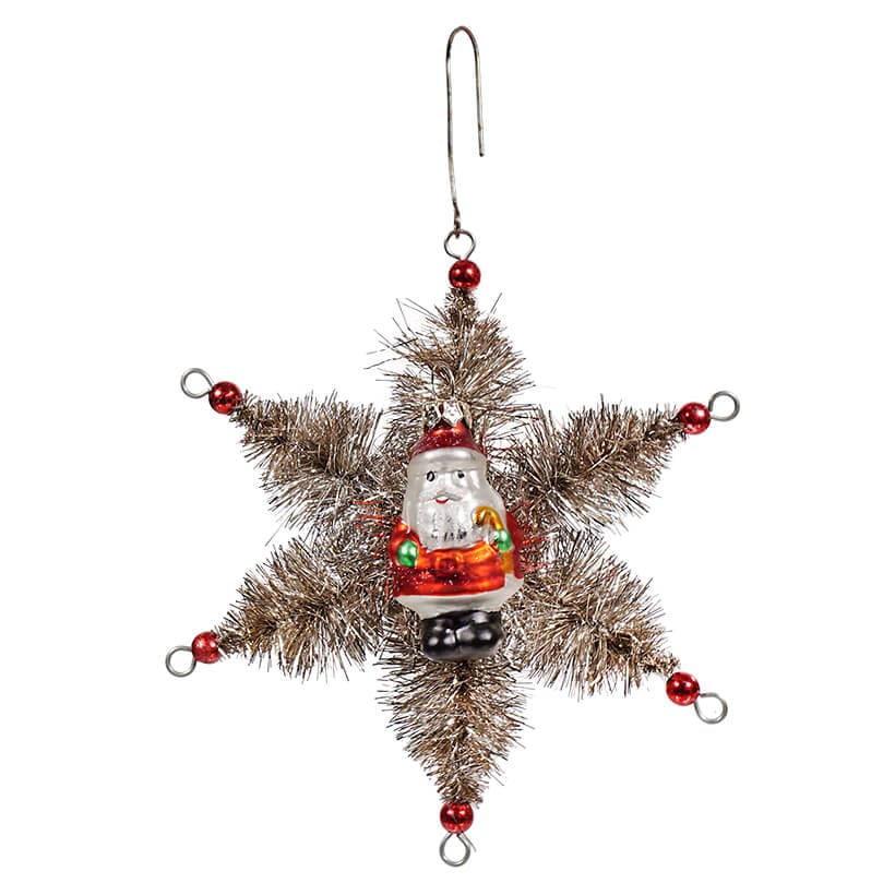 Santa Tinsel Star Ornament