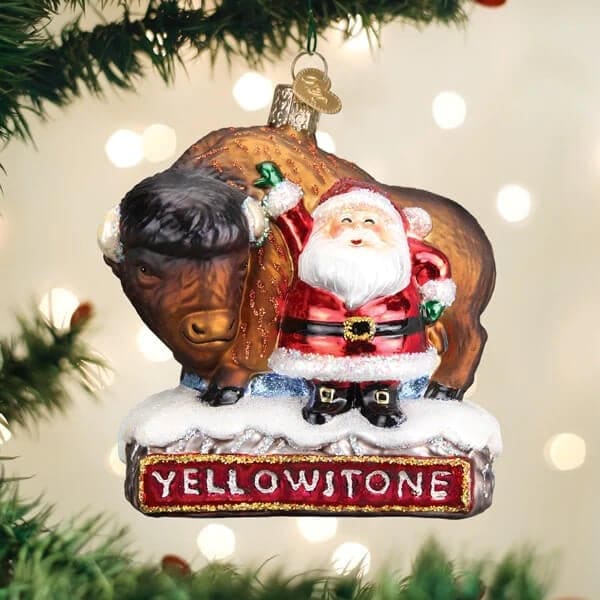 Santa With Bison Ornament