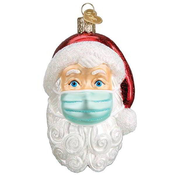 Santa with Face Mask Ornament