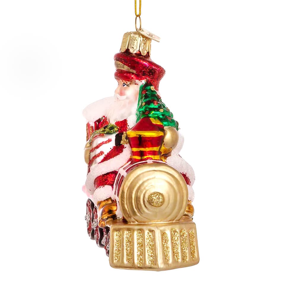 Santa With Red Train Ornament