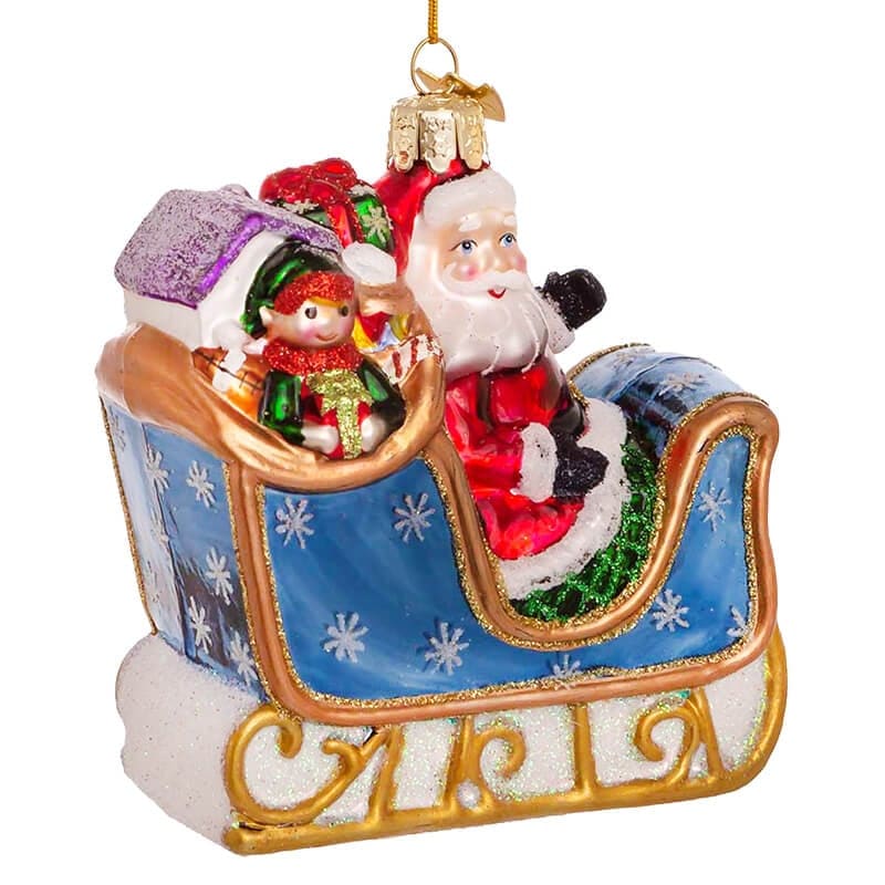 Santa With Sleigh Ornament