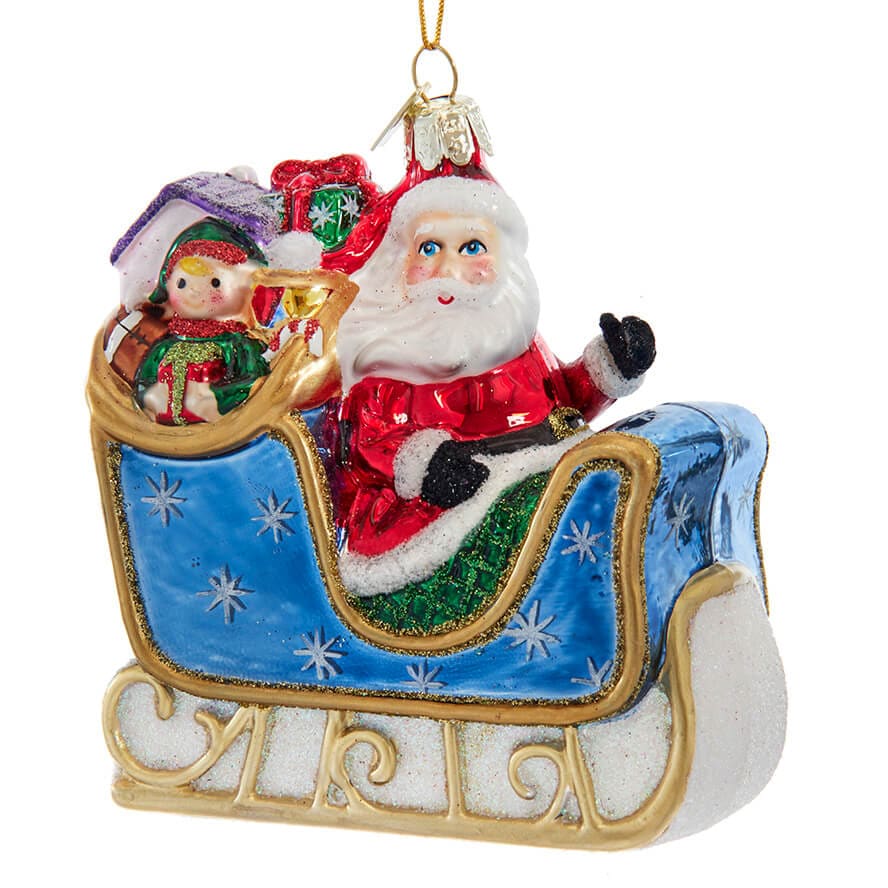 Santa With Sleigh Ornament