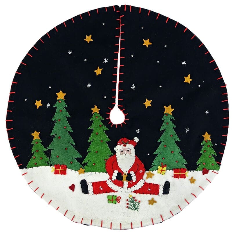 Santa With Trees Tree Skirt