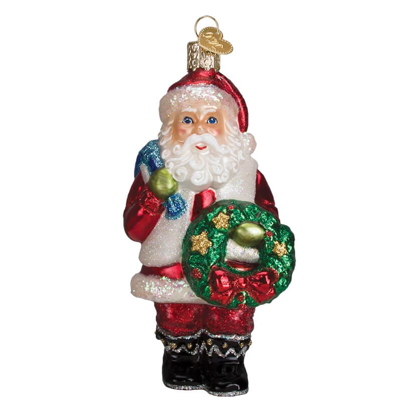 Santa With Wreath Ornament