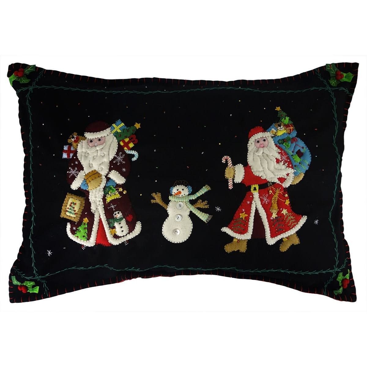 Santas with Snowman Extra Large Pillow