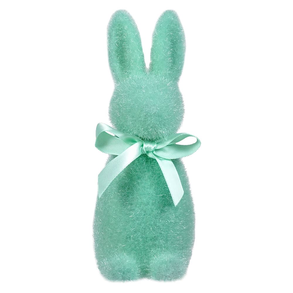 Seafoam Flocked Pastel Button Nose Bunny - Easter