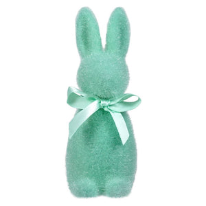 Seafoam Flocked Pastel Button Nose Bunny - Easter