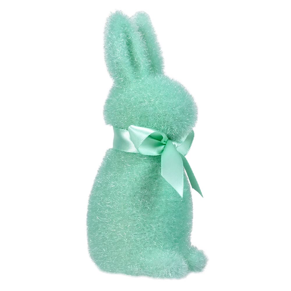 Seafoam Flocked Pastel Button Nose Bunny - Easter