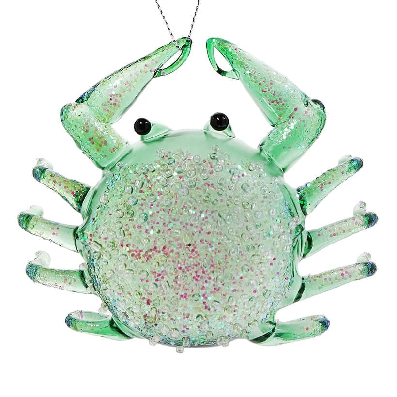 Seafoam Glitter Crab Ornament