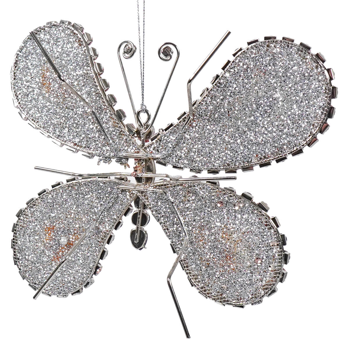 Sequins Jewels & Beads Pink & Cream Butterfly Ornament - Ornaments