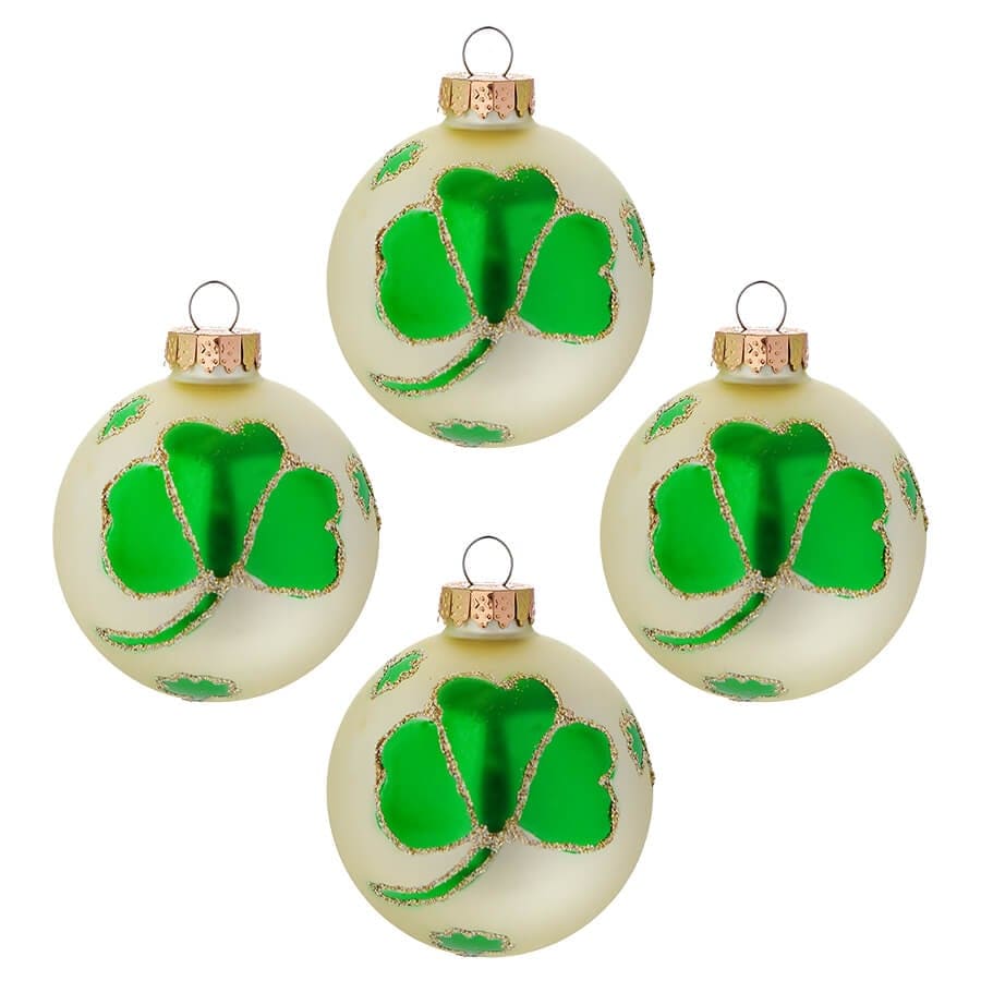 Shamrock Design Glass Ball Ornaments Box/4