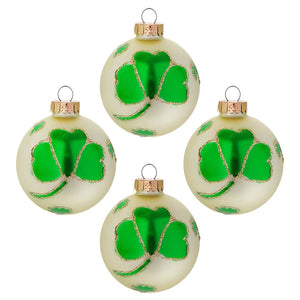 Shamrock Design Glass Ball Ornaments Box/4