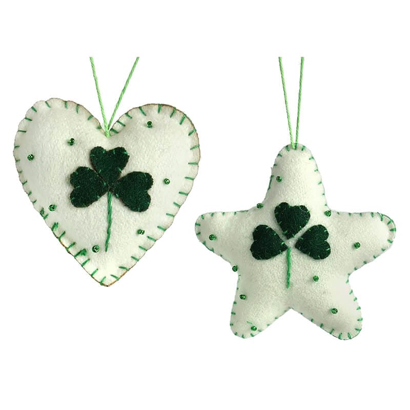 Shamrock Star/Heart Ornaments Set/2