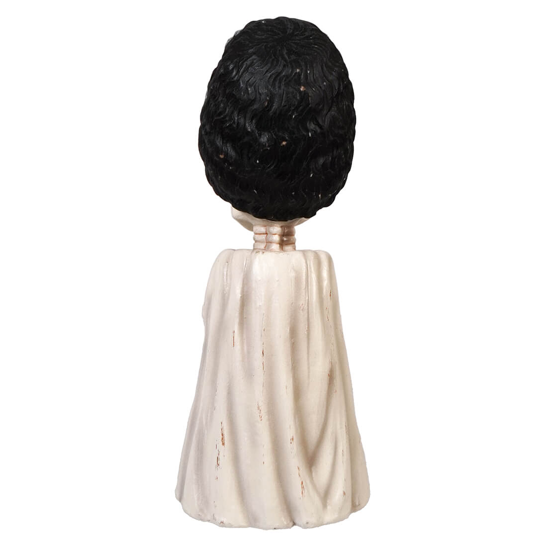 Shelley Skelly black-haired bobblehead figurine wearing a cream-colored draped cape for collectors and fans