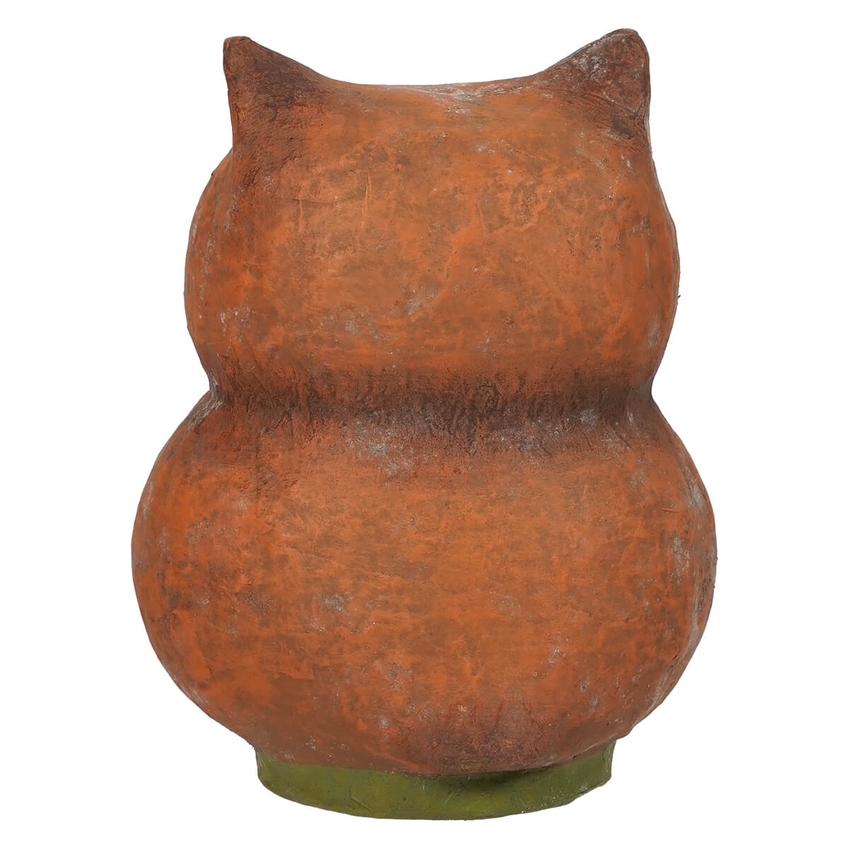Rust-colored ceramic shining bright owl figurine with textured surface and green base bright owl luminary by bethany lowe design