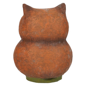 Rust-colored ceramic shining bright owl figurine with textured surface and green base bright owl luminary by bethany lowe design