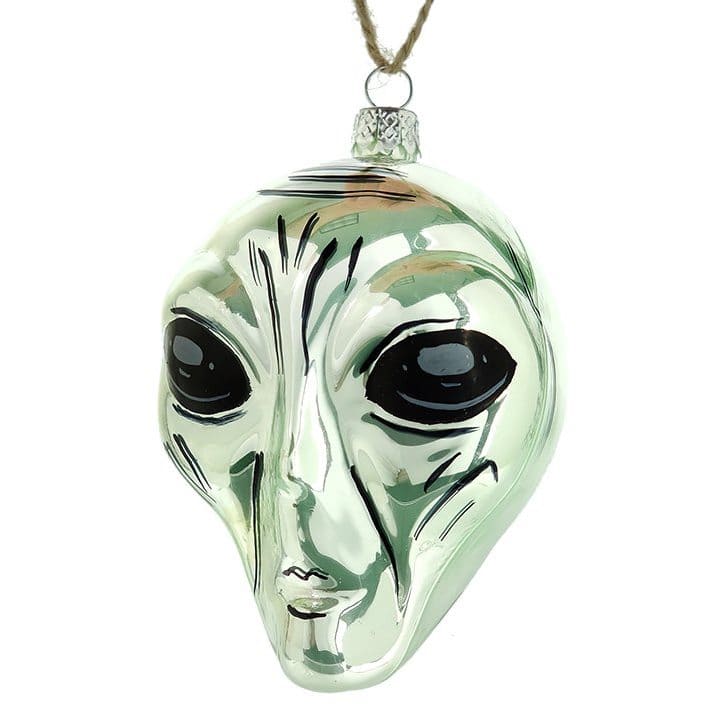 Silver Alien Face Ornament