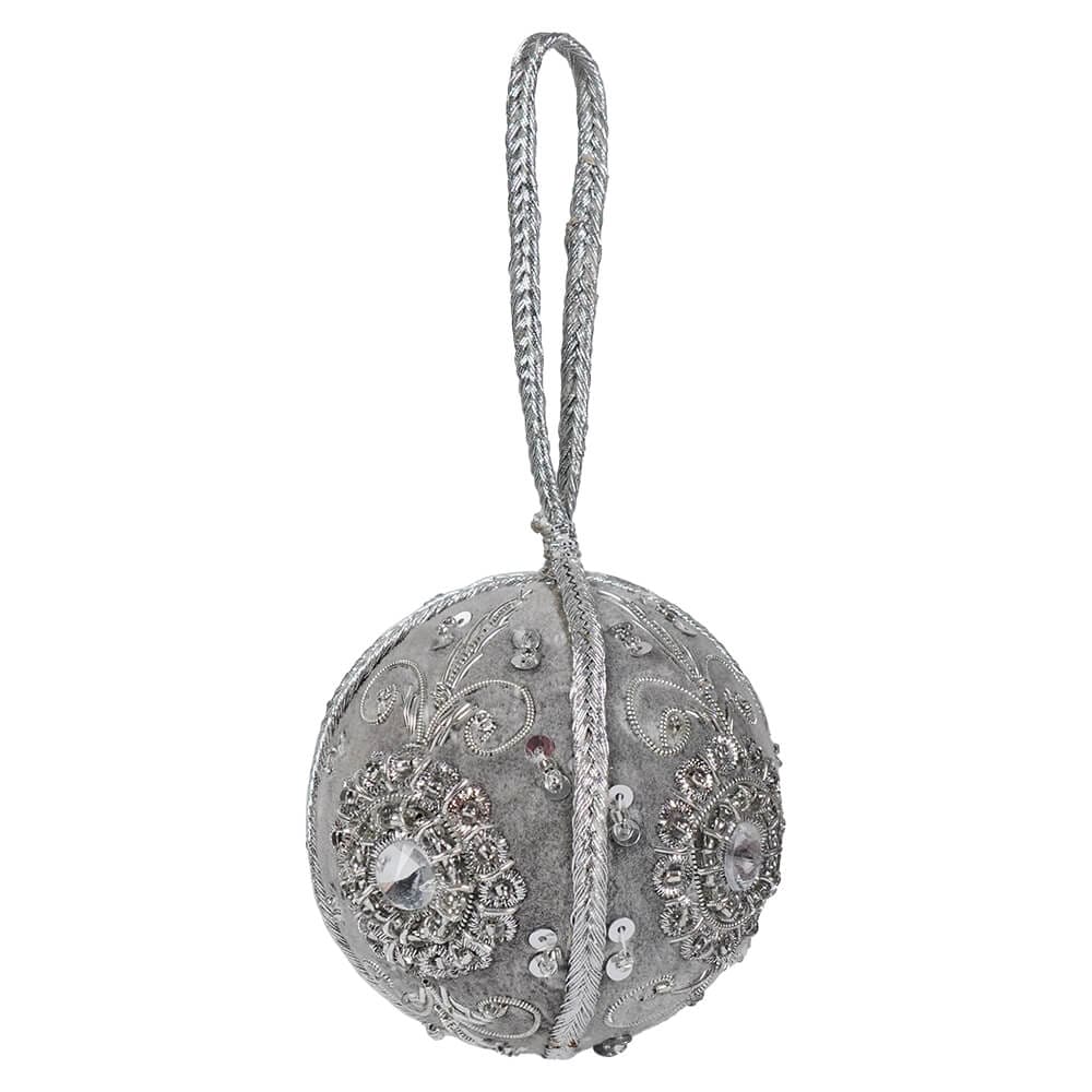 Silver Brocade Ball Ornament - Ornaments