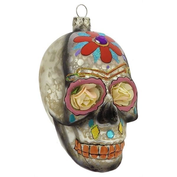 Silver Day of Dead Skull Ornament