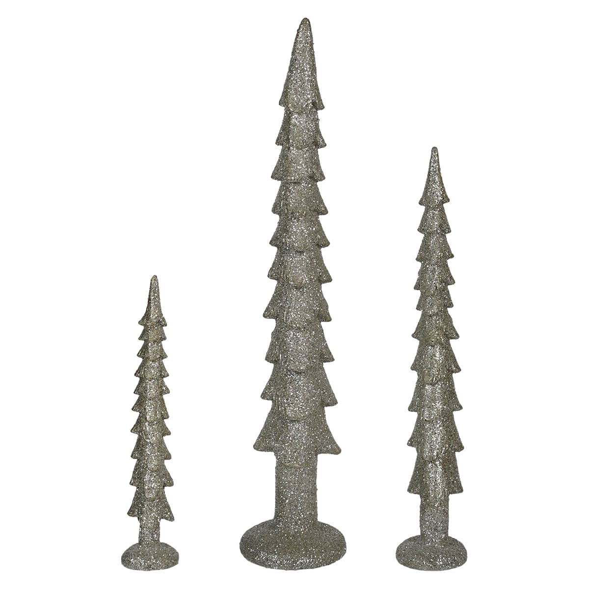 Silver Elegant Glitter Christmas Trees Set/3 - Christmas