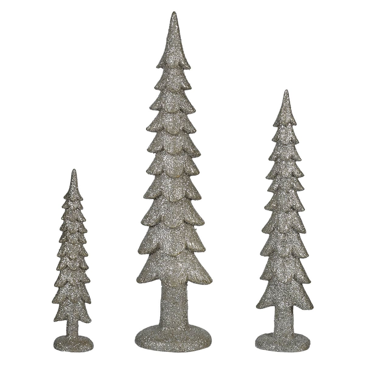 Silver Elegant Glitter Christmas Trees Set/3 - Christmas