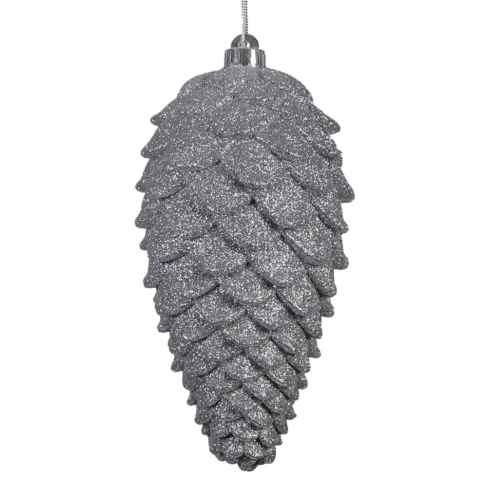 Silver Glittered Holiday Pinecone Ornament - Ornaments