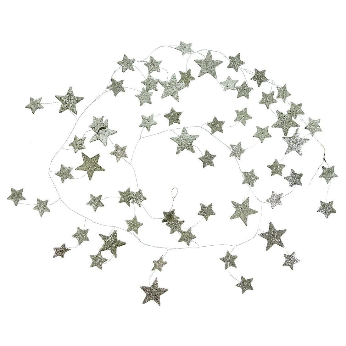 Silver Glittered Stars Garland