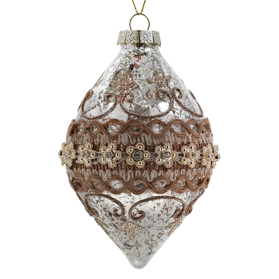 Silver & Gold Glittered Finial Ornament