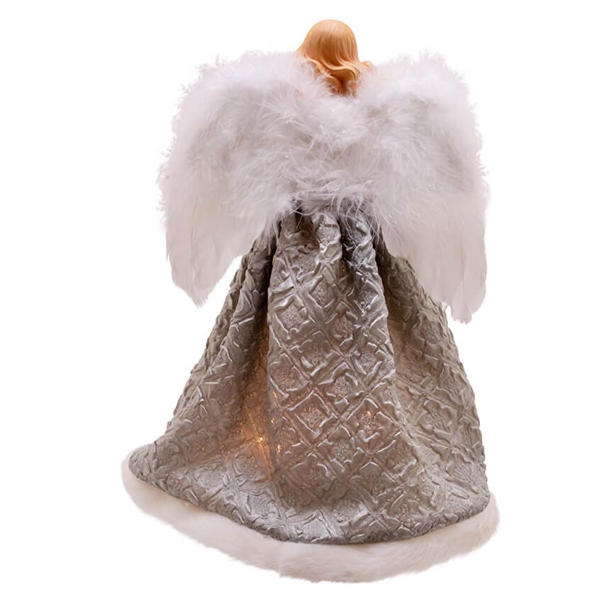 Silver & Gray Lighted Angel Tree Topper