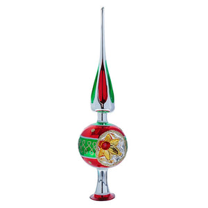 Silver, Green, Red & Gold Finial Tree Topper