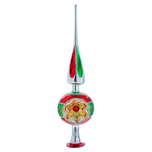 Silver, Green, Red & Gold Finial Tree Topper
