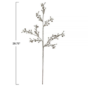 Silver Sprig With Metallic Ball & Bell Spray