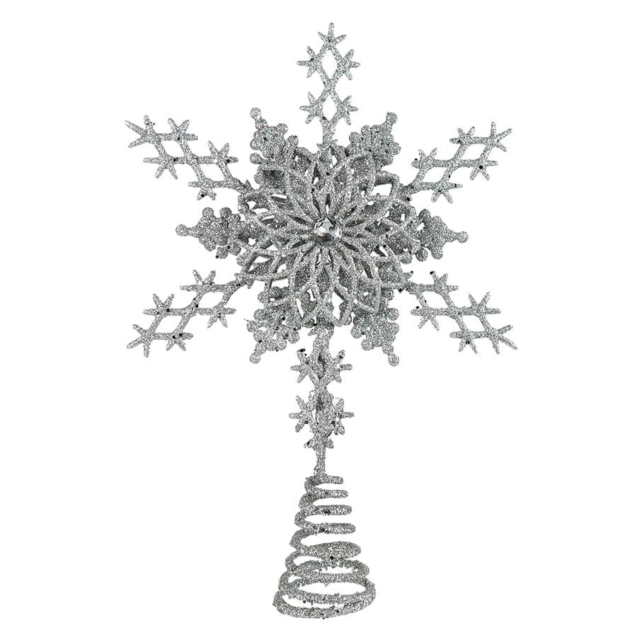 Silver Star Snowflake Tree Topper