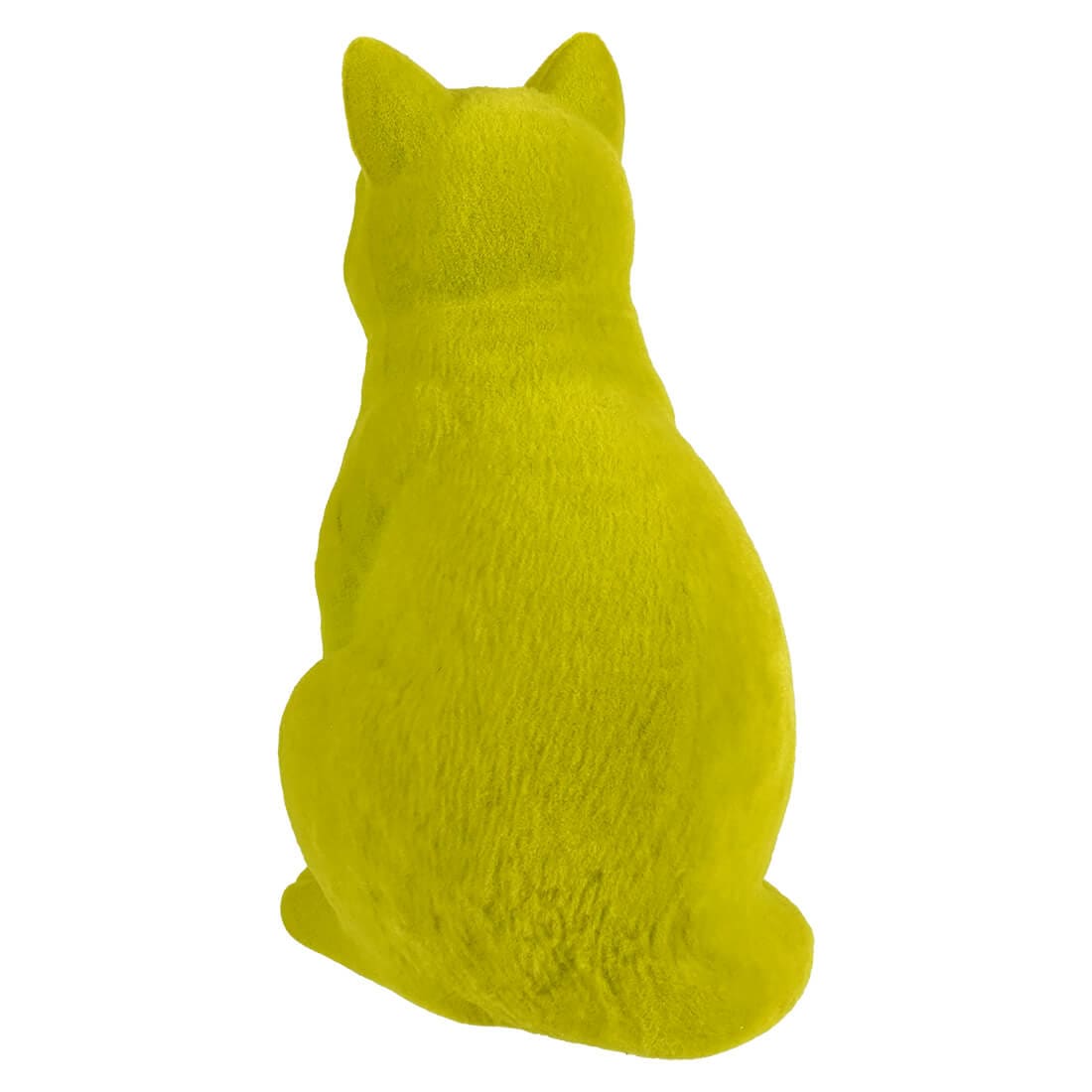 Sitting Flocked Green-Eyed Lime Green Cat - Halloween