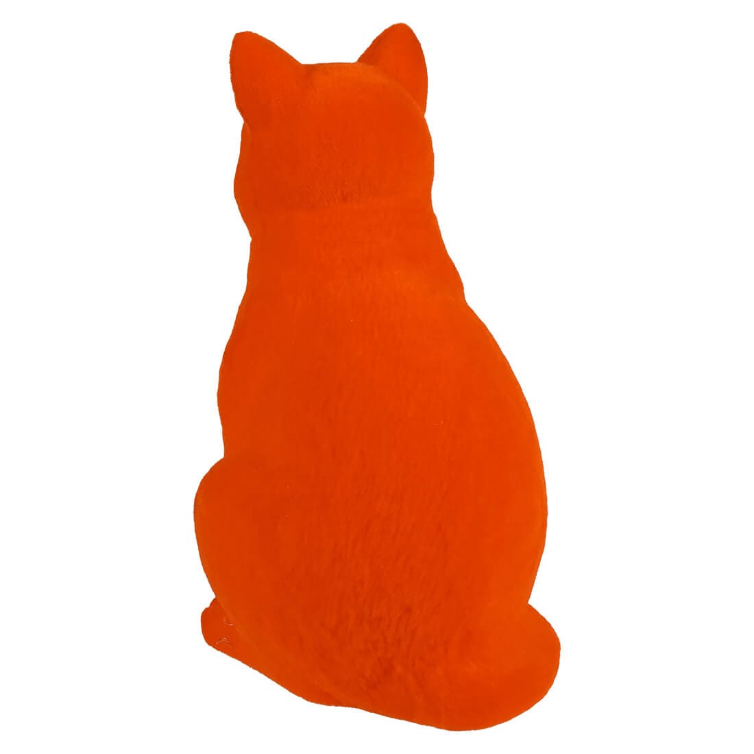 Sitting Flocked Green-Eyed Orange Cat - Halloween