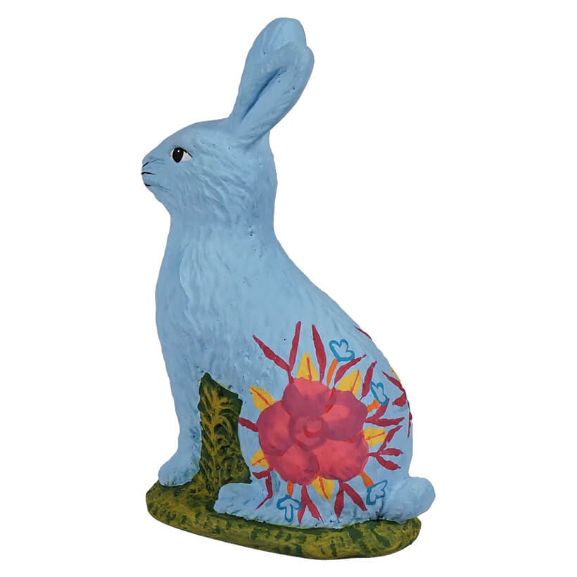 Sitting Hand Painted Light Blue Chocolate Bunny