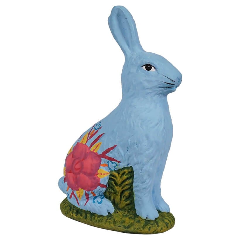 Sitting Hand Painted Light Blue Chocolate Bunny