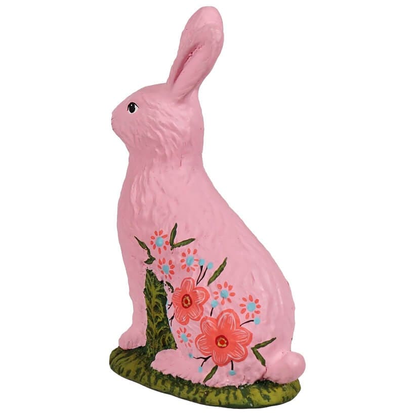 Sitting Hand Painted Pink Chocolate Bunny