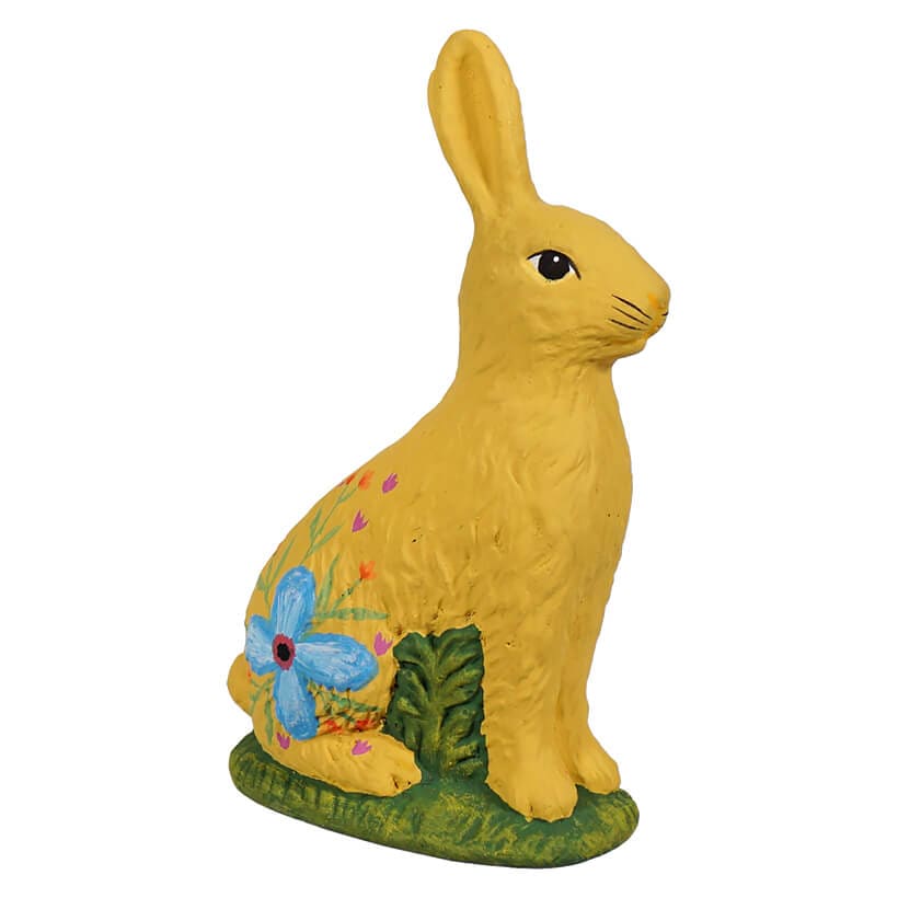 Sitting Hand Painted Yellow Chocolate Bunny