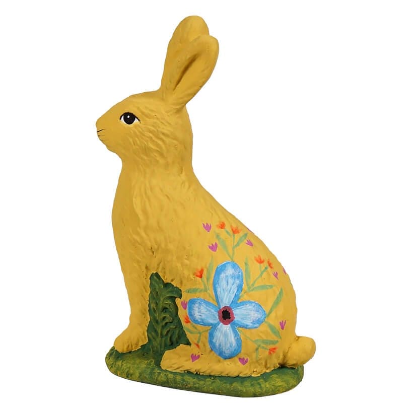 Sitting Hand Painted Yellow Chocolate Bunny