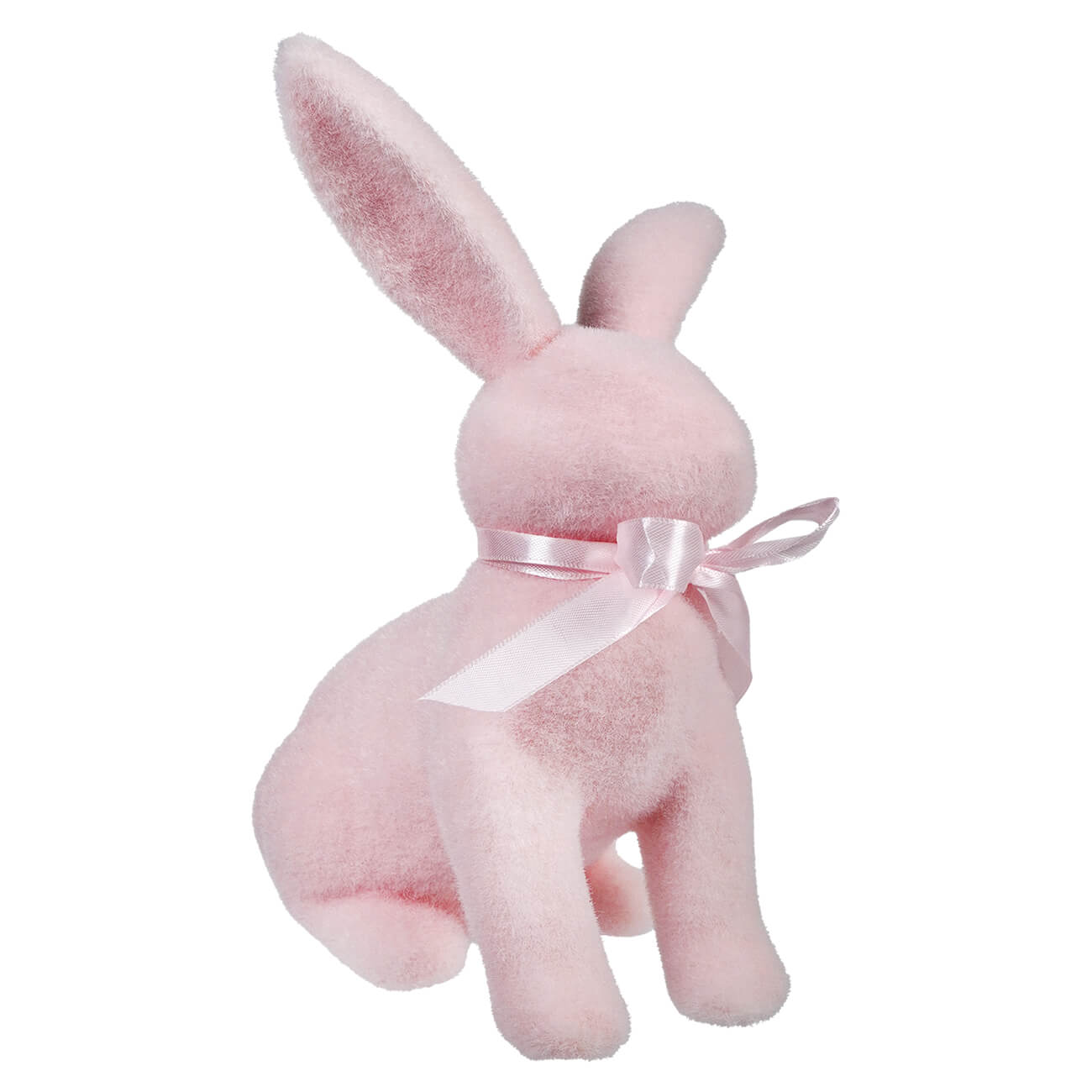 Sitting Pastel Pink Flocked Bunny by RAZ Imports – Traditions